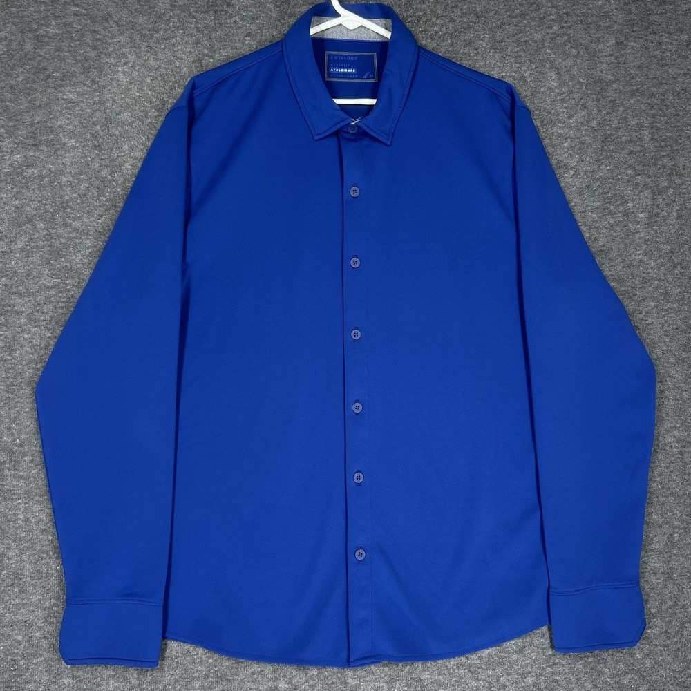 TWILLORY Shirt Mens XL Blue Athleisure Performance Button Down Long Sleeve